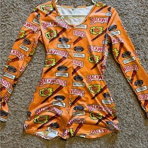 Backwoods Honey Berry Orange Long Sleeve/Shorts Romper Size S